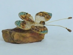 Schmetterling (± 8 cm) mit Tigerauge, Türkis und Bergkristall
